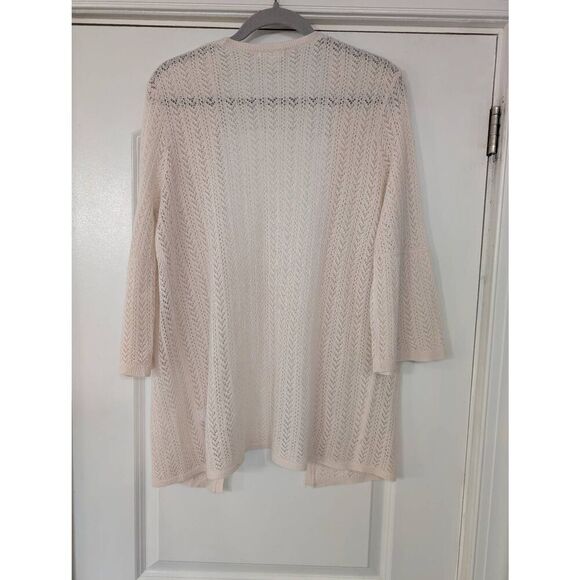 Garnet Hill Cashmere Cardigan Sweater‎ women's Small cream open knit 3/4 sleeve - Picture 6 of 7